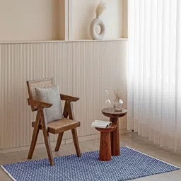 HOMEMONDE Blue Geometric Handmade Cotton Carpet-picture-9