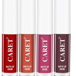 CARET ORGANIC Set Of 4 Super-Pigmented Liquid Matte Lipsticks - 8 ml Each - 3 - 6 - 2 - 7-11