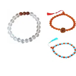 Divine souvenirs Unisex Set Of 3 Artificial Beaded Elasticated Bracelets-12