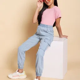 YK Girls Round Neck Pure Cotton T-Shirt With Jogger-picture-7