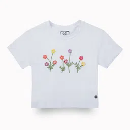 Gini and Jony Girls Floral Embroidered Applique Cotton Crop Top-31