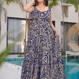 BlueRang Women Ethnic Motifs Printed Sleeveless Maxi Dress-image-59