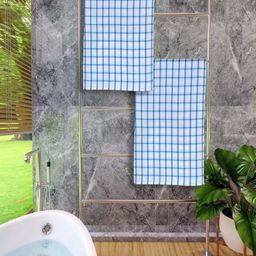 Aura Blue & White 2 Printed Cotton 250 GSM Bath Towel-image-40