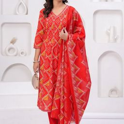 Vogueculture Women Printed Regular Pure Cotton Kurta with Trousers-picture-10