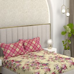 Pure Decor Pink & Purple Floral 220 TC Queen Bedsheet with 2 Pillow Covers-picture-47