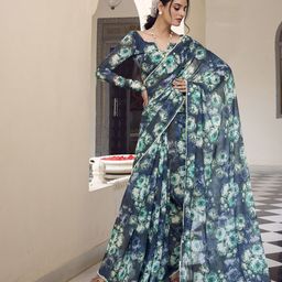 MADHAVPRIYA Floral Printed Beads and Stones Tussar Saree-image-75