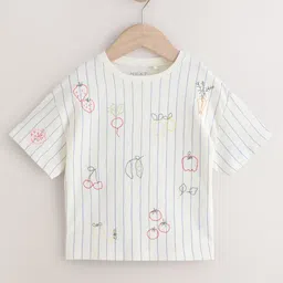 NEXT Kids Girls Striped Pure Cotton T-Shirt-image-37