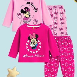 YK Disney Girls Pack Of 2 Minnie Mouse Printed Long Sleeves T-shirt With Joggers-picture-13