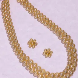 Anouk Women Gold Toned Cystal Beaded Double Layered Necklace With Earrings-31