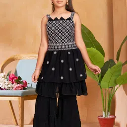 Sangria Girls Black Georgette Kurta Sets-image-48