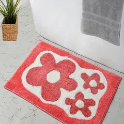 MAA HOME CONCEPT Pink & White Textured Anti-Skid Bath Rugs-44