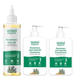 Aravi Organic Set Of 3 Rosemary Hair Growth Oil Combo Shampoo & Conditioner - 200 ml Each-picture-49