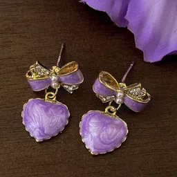 Krelin Gold-Plated Pearls Heart Shaped Drop Earrings-51