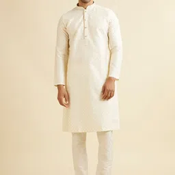 Manyavar Men Embroidered Regular Sequinned Kurta with Pyjamas-image-81