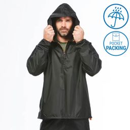 Men Half Zip Rain Jacket with Storage Pouch Black - NH100-image-29