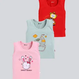 MoonKids Kids Pack Of 3 Printed Cotton Basic Vests-21