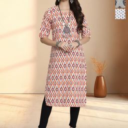 HERE&NOW Selection Of 3 Ethnic Motifs Printed Round Neck Straight Kurtas-19