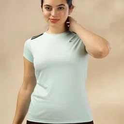 THIRD ELEMENT Women Striped Round Neck Cotton T-shirt-13