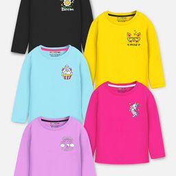 YK X Trampoline Girls Pack Of 5 Graphic Printed Round Neck T-shirts-picture-7