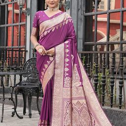 Varanga Women Ethnic Motifs Zari Pure Silk Banarasi Saree-image-59