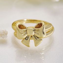 Rubans Voguish 18K Gold-Plated Adjustable Bow Design Finger Ring-14