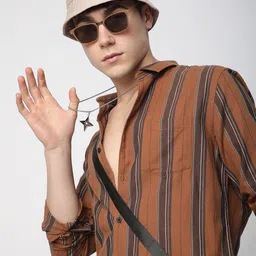 VASTRADO Men Classic Slim Fit Multi Stripes Opaque Striped Casual Shirt-image-69