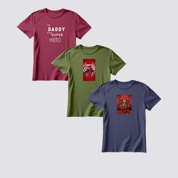 Boys Printed Cotton Blend Regular T Shirt (Multicolor, Pack of 3)-13