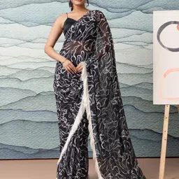 RACHNA Embroidered Poly Georgette Ready to Wear Saree-image-22