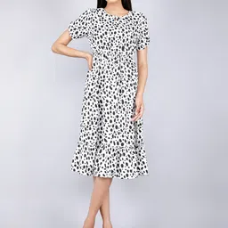 JAIPURI LIBAS Polka Dot Print Crepe A-Line Dress-picture-28