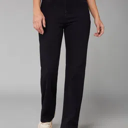 DOLCE CRUDO Women Straight Fit High-Rise Heavy Fade Stretchable Jeans-picture-9