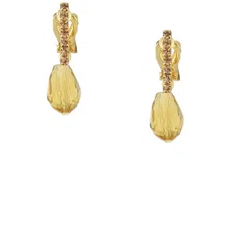 FirstBlush Gold-Plated Cubic Zirconia Studded Clip On Contemporary Drop Earrings-25
