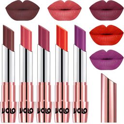 VOLO Set Of 5 Creme Matte Lipstick-Coffee 34-Dark Peach 37-Rose Pink 38-Coral 39-Purple 48-image-92