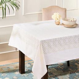 Fabindia Beige Geometric Printed Cotton 6-Seater Table Cover-10