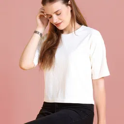 Mast & Harbour Self Design Round Neck Cotton Top-picture-27
