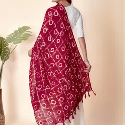 EBADAT Printed Red Cotton Dupatta image 5