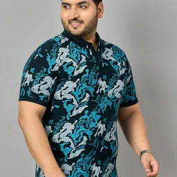Zigo Plus Size Abstract Printed Polo Collar Short Sleeves Casual T-shirt-image-21