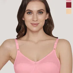 K LINGERIE Pack of 3 Full Coverage Non Padded Wirefree Cotton Everyday Bra-image-89