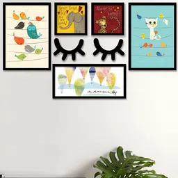 Art Street Black & White 5 Piece Synthetic Wood Abstract Wall Paintings-image-80