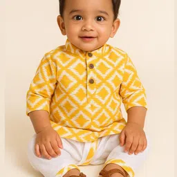 mustmomBoys Yellow Kurta Sets-image-36