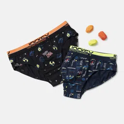 Jockey Boys Pack Of 2 Printed Cotton Basic Briefs PB04-0205-BK-NV-image-97