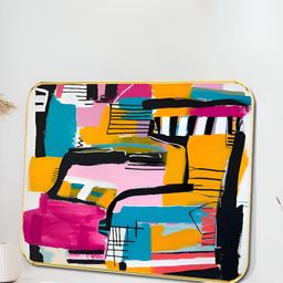 Livin'luxe Pink & Yellow Urban Brushstroke Printed Wall Art-picture-27
