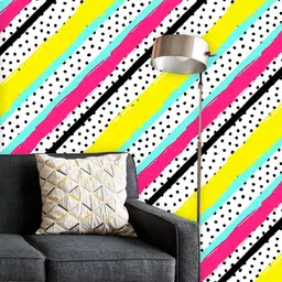 ArtzFolio Printed UV-Resistant Anti-Bacterial Abstract Stripes DotsPeel & Stick Wallpaper-image-30