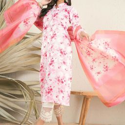 Inddus Women Floral Printed Kurta with Trouser & Dupatta-image-63