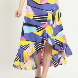 ZWERLON Women Printed Ruffle Midi Skirt-picture-45