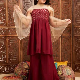 Stylo Bug Girls Printed Regular Kurta with Palazzos & With Dupatta-16