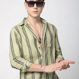 VASTRADO Men Classic Slim Fit Multi Stripes Opaque Striped Casual Shirt-image-60