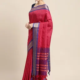 KALINI Pink Silk Cotton Checked Sarees-picture-39
