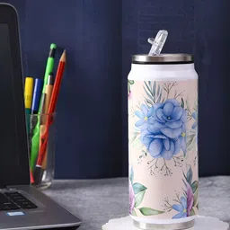 PENTADECO White & Blue Single Aluminium Printed Water Bottle-image-56