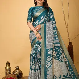 HERE&NOW Ethnic Motifs Zari Art Silk Banarasi Saree-picture-44