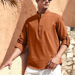 Fifth U Men Brown Kurta-image-67